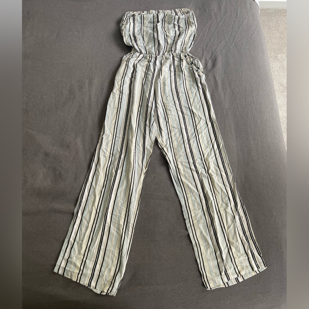 Blue Striped Pockets with Beaded Pockets